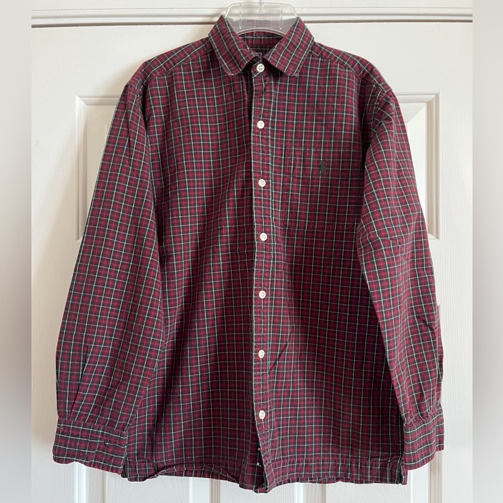 POLO RALPH LAUREN red plaid shirt M 10 12